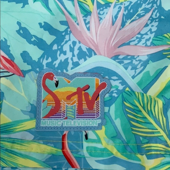 MTV Flamingo Print Blue Pink & Yellow Trunks XL - Picture 2 of 6